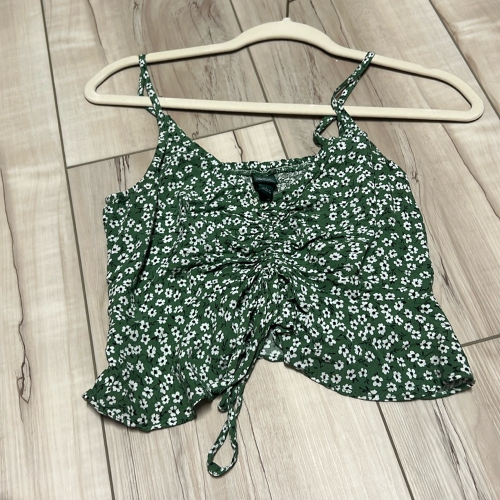 Green flower crop top